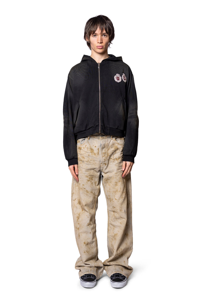 424 ACADEMY HOODED BOMBER VINTAGE BLACK Tan