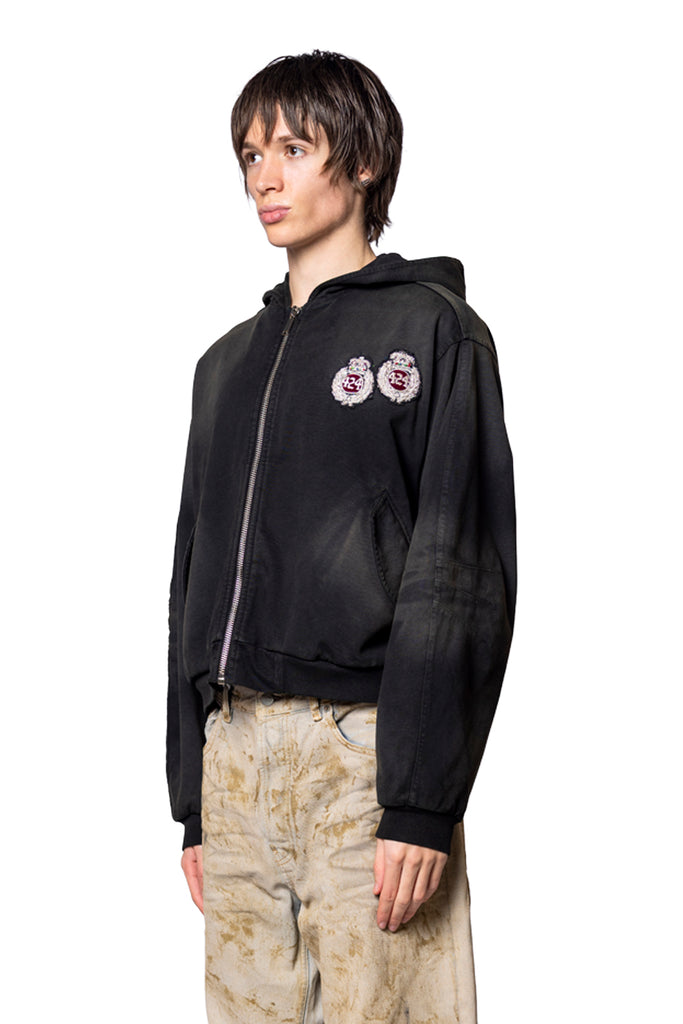 424 ACADEMY HOODED BOMBER VINTAGE BLACK Tan