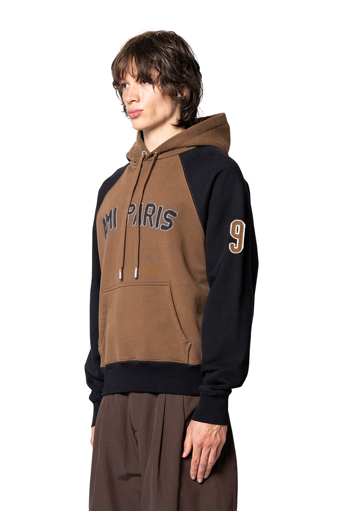 Ami Paris SWEATSHIRT PATCH HAZELNUT/BLACK Dark Slate Gray