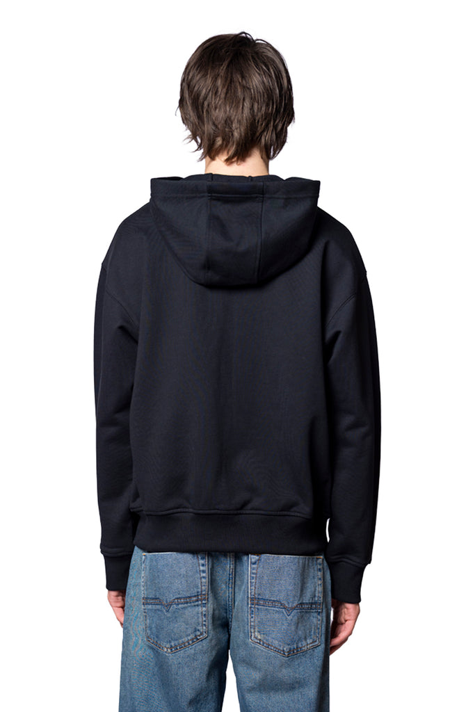 Marine Serre MOON LOGO FLEECE ZIPPED HOODIE BLACK Black