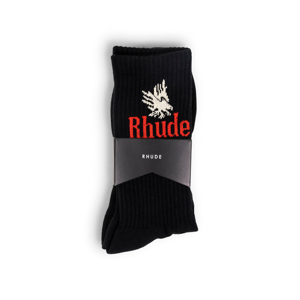 RHUDE EAGLES SOCK BLACK/RED/YELLOW Black