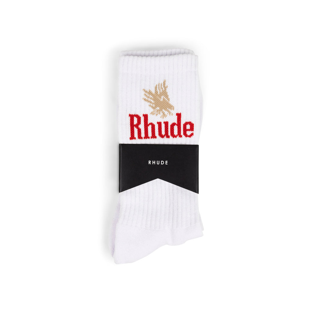 RHUDE EAGLES SOCK WHITE/RED Dark Slate Gray