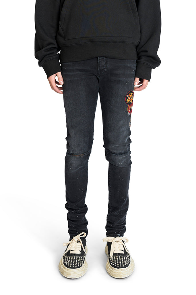 Amiri VINTAGE PATCH SKINNY JEAN AGED BLACK Dark Slate Gray