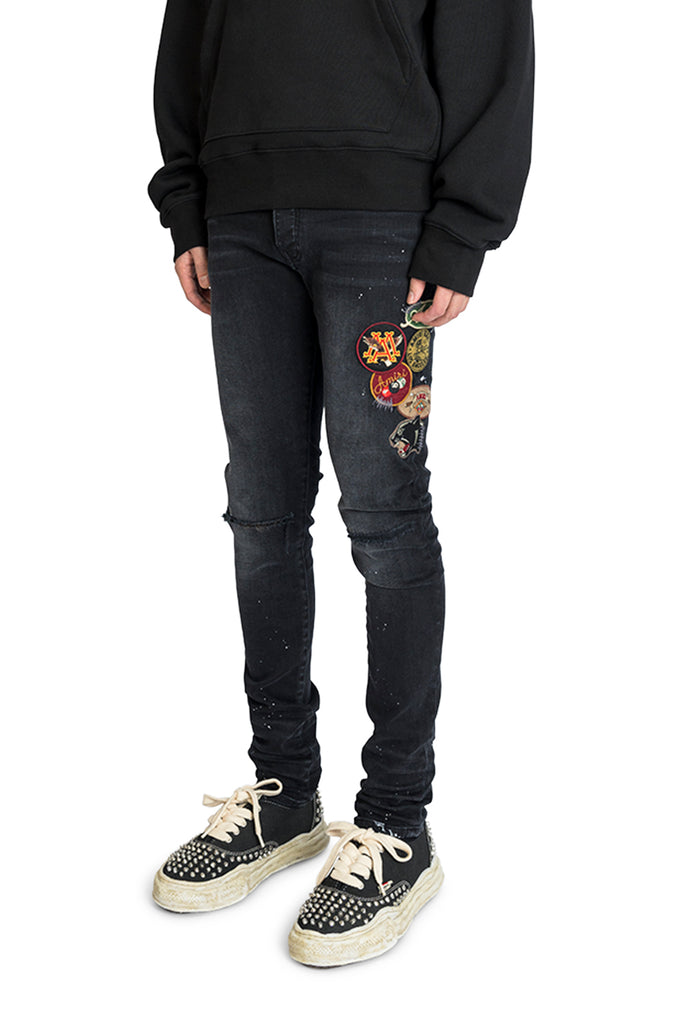 Amiri VINTAGE PATCH SKINNY JEAN AGED BLACK Black