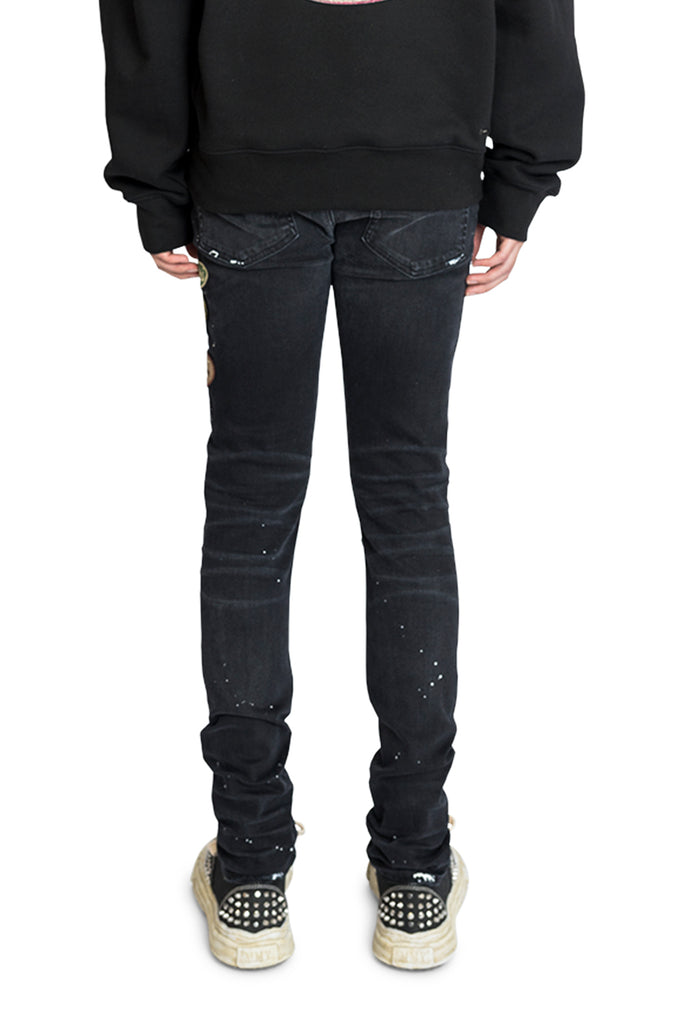 Amiri VINTAGE PATCH SKINNY JEAN AGED BLACK Dark Slate Gray