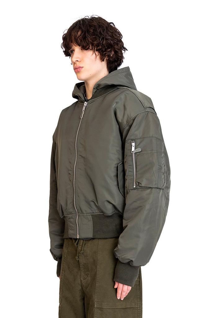 ENTIRE STUDIOS HOODED BROAD BOMBER JADE Dark Olive Green