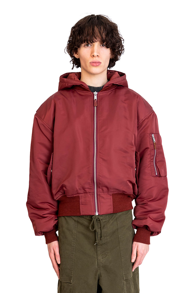 ENTIRE STUDIOS HOODED BROAD BOMBER GARNET Saddle Brown