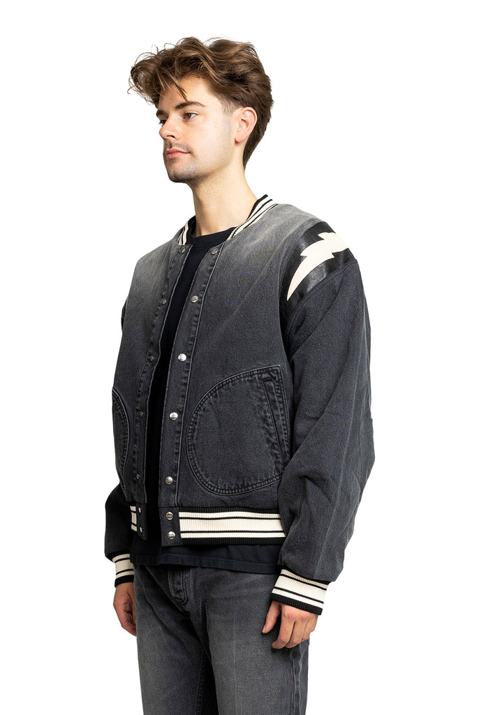 RHUDE DENIM LIGHTING BOMBER BLACK Dark Slate Gray