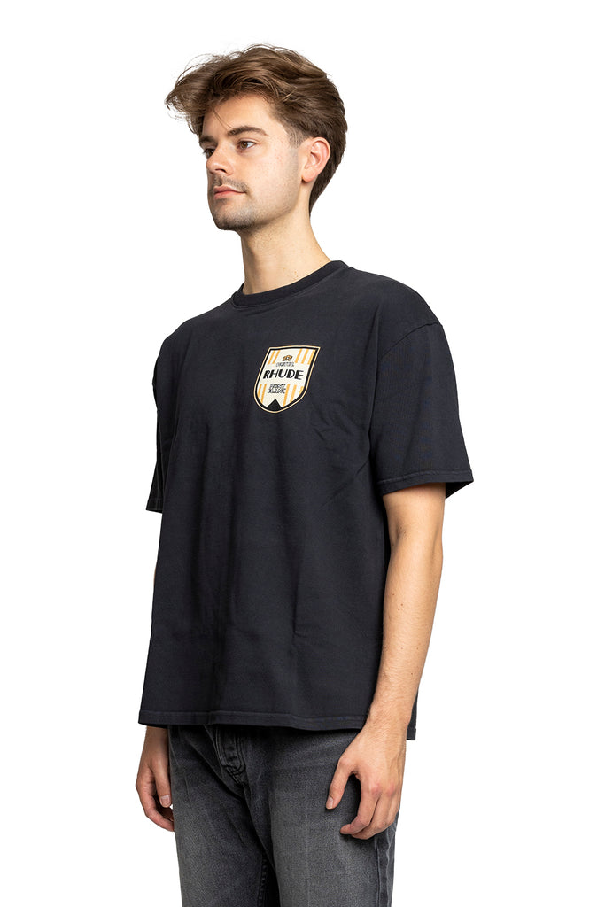 RHUDE MONT-BLANC HOTEL TEE VTG BLACK Dark Slate Gray