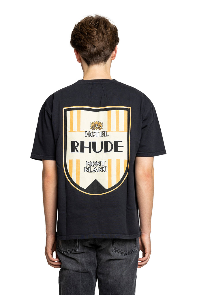 RHUDE MONT-BLANC HOTEL TEE VTG BLACK Wheat