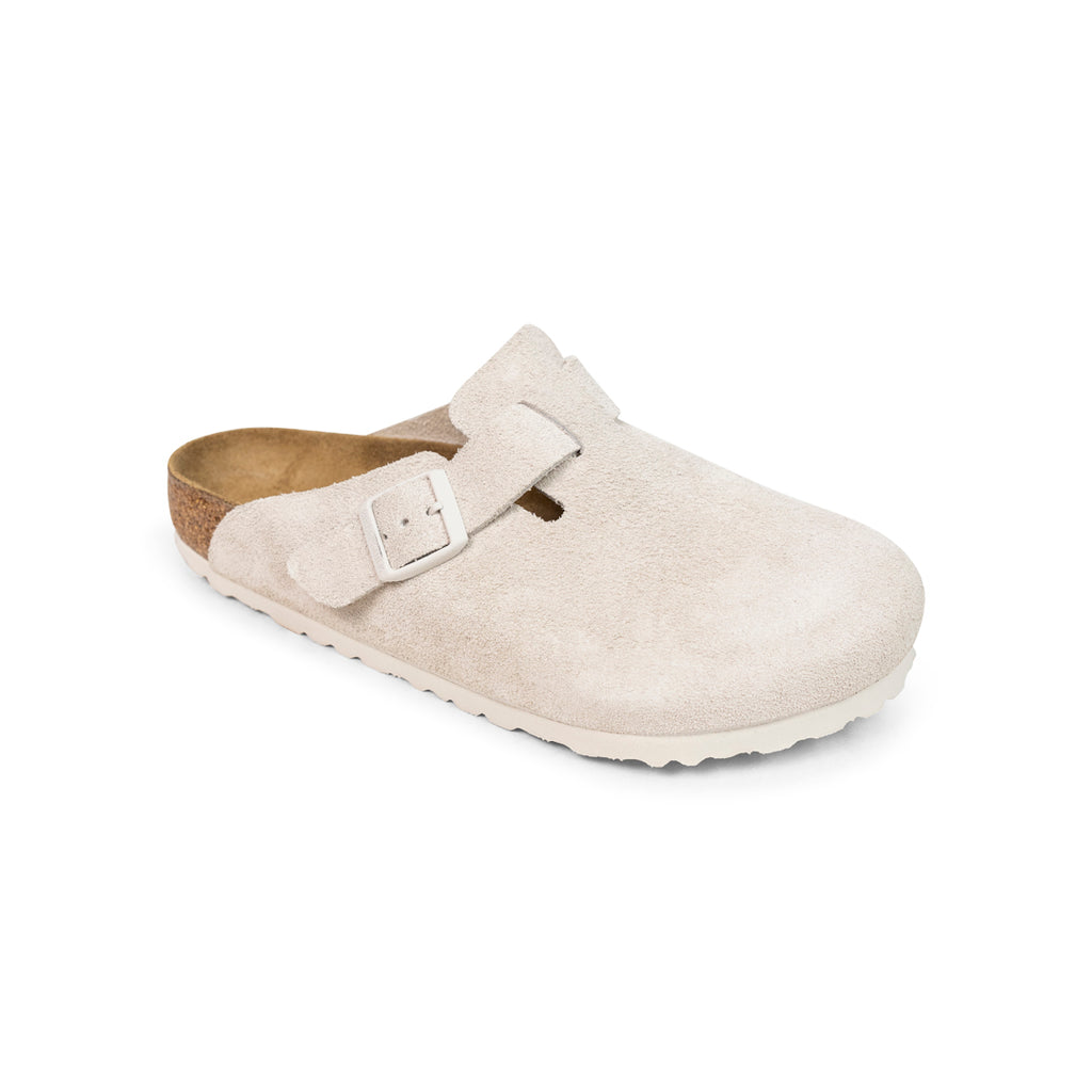 Birkenstock BOSTON SUEDE LEATHER ANTIQUE WHITE Light Gray