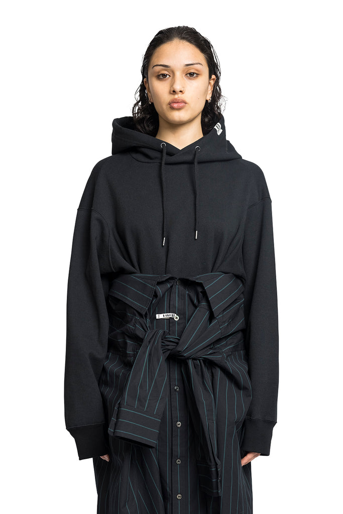 Maison Mihara Yasuhiro HOODIE COMBINED DRESS BLACK Dark Slate Gray