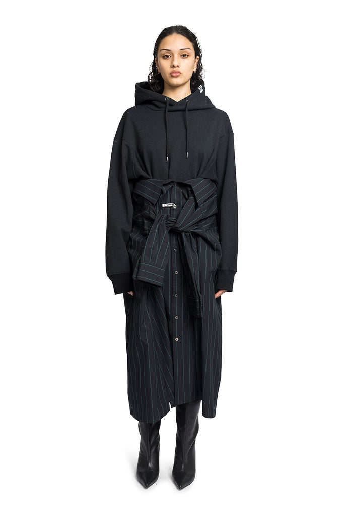 Maison Mihara Yasuhiro HOODIE COMBINED DRESS BLACK Dark Slate Gray