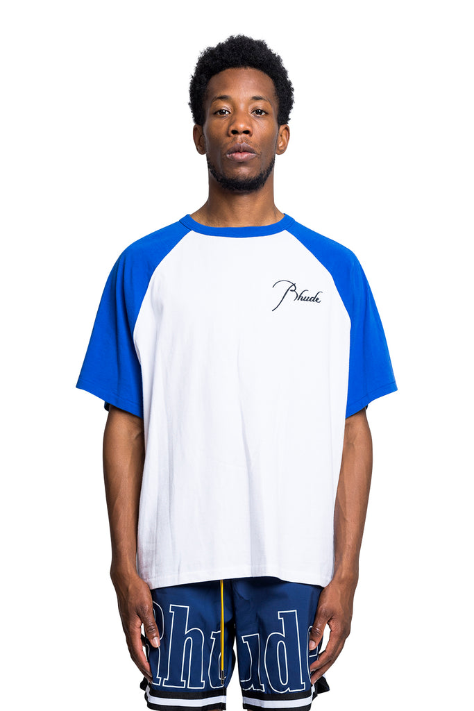 RHUDE RHUDE RAGLAN TEE VTG COBALT BLUE/WHITE White Smoke