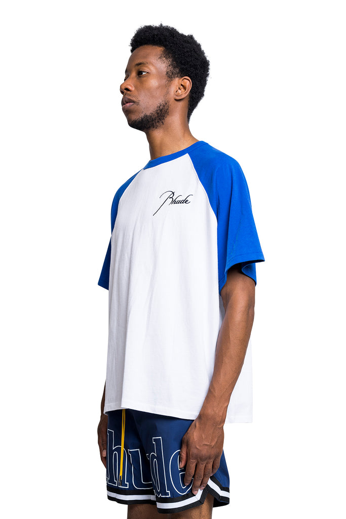 RHUDE RHUDE RAGLAN TEE VTG COBALT BLUE/WHITE Lavender