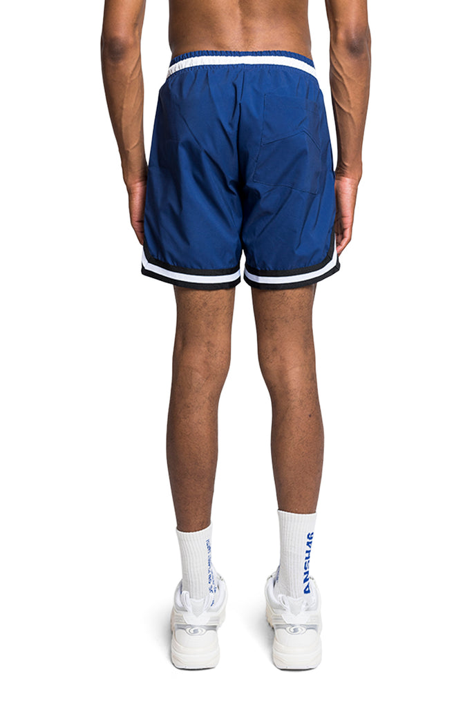 RHUDE BASKETBALL LOGO SWIM SHORT BLUE/BLACK/WHITE Dark Slate Gray