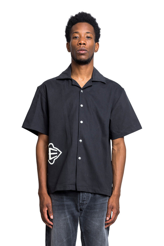 RHUDE CROSS LOGO SNAP SHIRT BLACK Dark Slate Gray