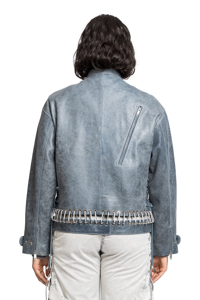 CHOPOVA LOWENA LEATHER JACKET BLUE Light Slate Gray