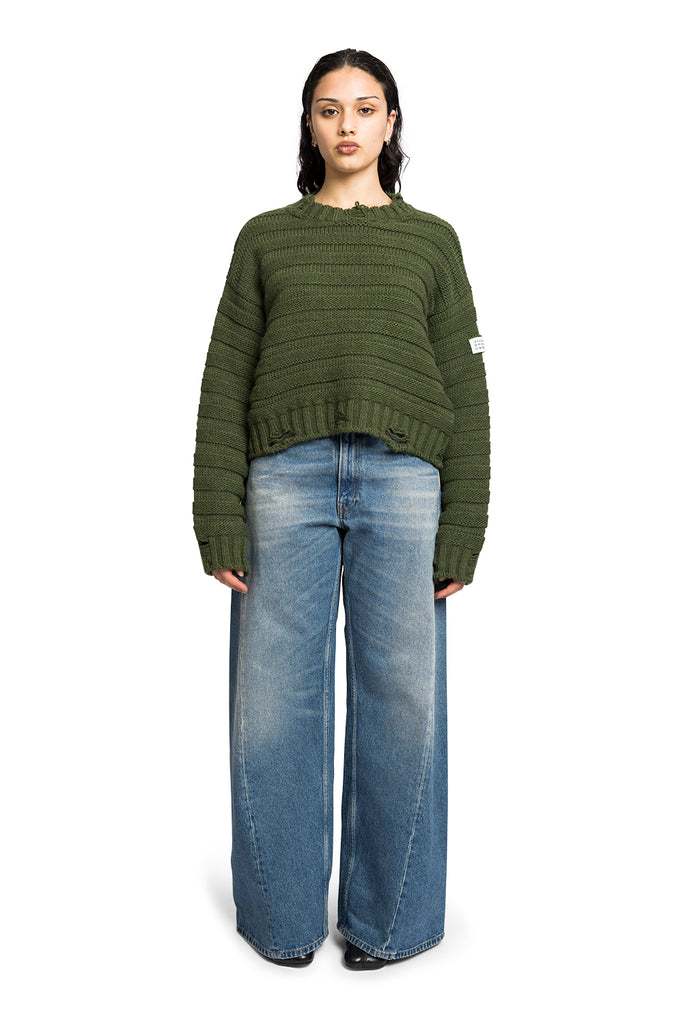 MM6 RIBBED LS SWEATER GREEN Dark Slate Gray