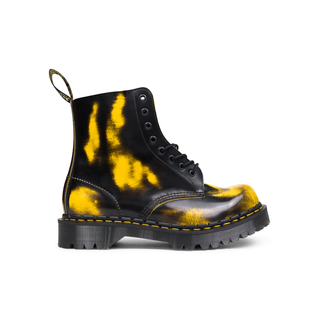 Dr. Martens 1460 BLACK/DMS YELLOW RUB OFF LUX Dark Slate Gray