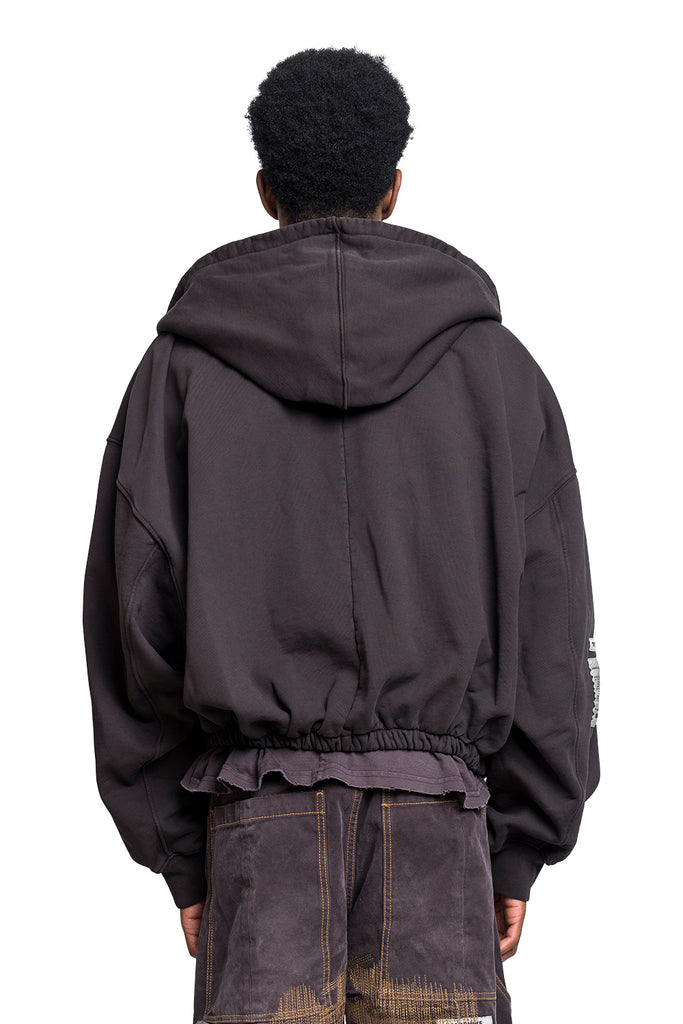 B1ARCHIVE ZIP UP HOODIE W ELASTIC WAIST BROWN Dark Slate Gray