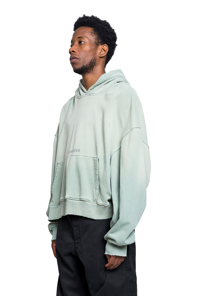 B1ARCHIVE SHORT HOODIE SUNFADE SAGE Light Gray