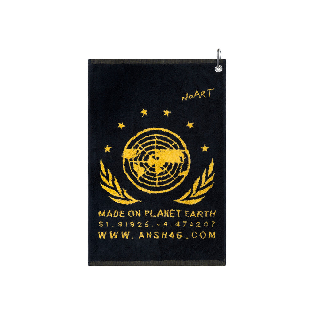 ANSH46 'MADE ON PLANET EARTH' CARABINER TOWEL Black