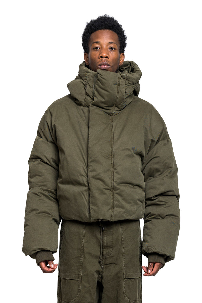 ENTIRE STUDIOS MML HOODED PUFFER - COTTON HUNTER Dark Olive Green