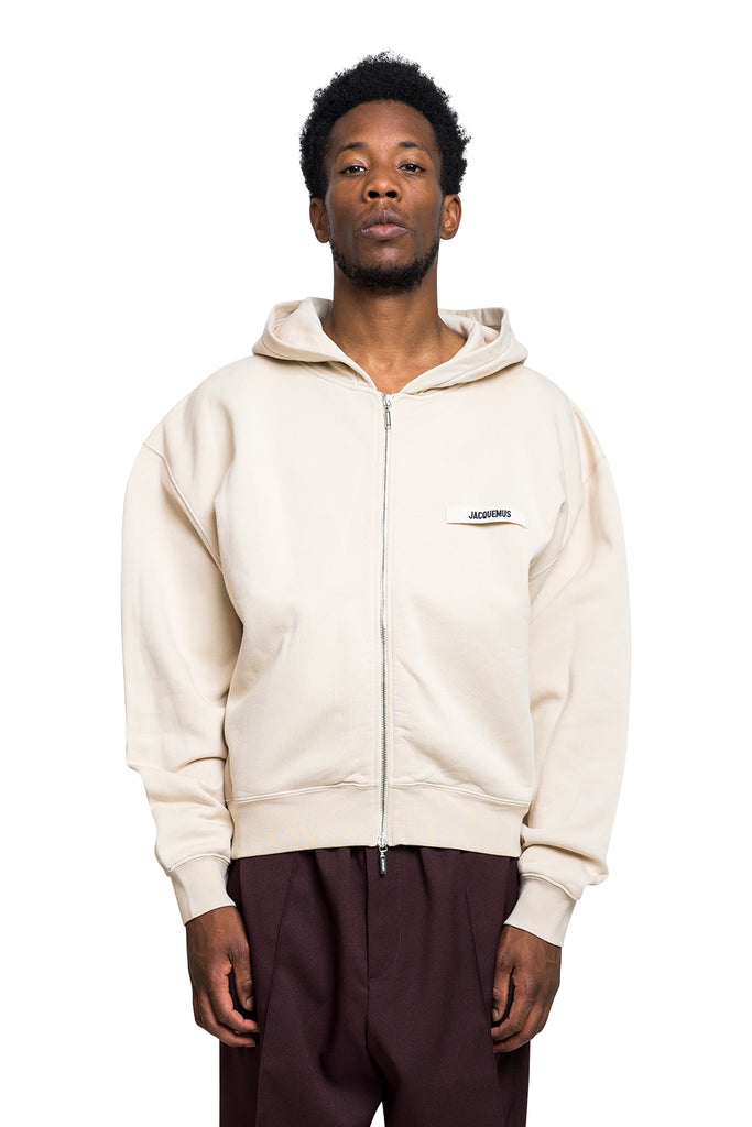 Jacquemus LE HOODIE ZIP GROS GRAIN BEIGE Antique White