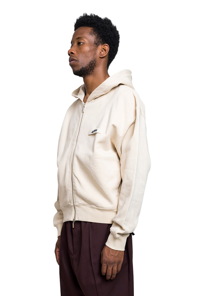 Jacquemus LE HOODIE ZIP GROS GRAIN BEIGE Black