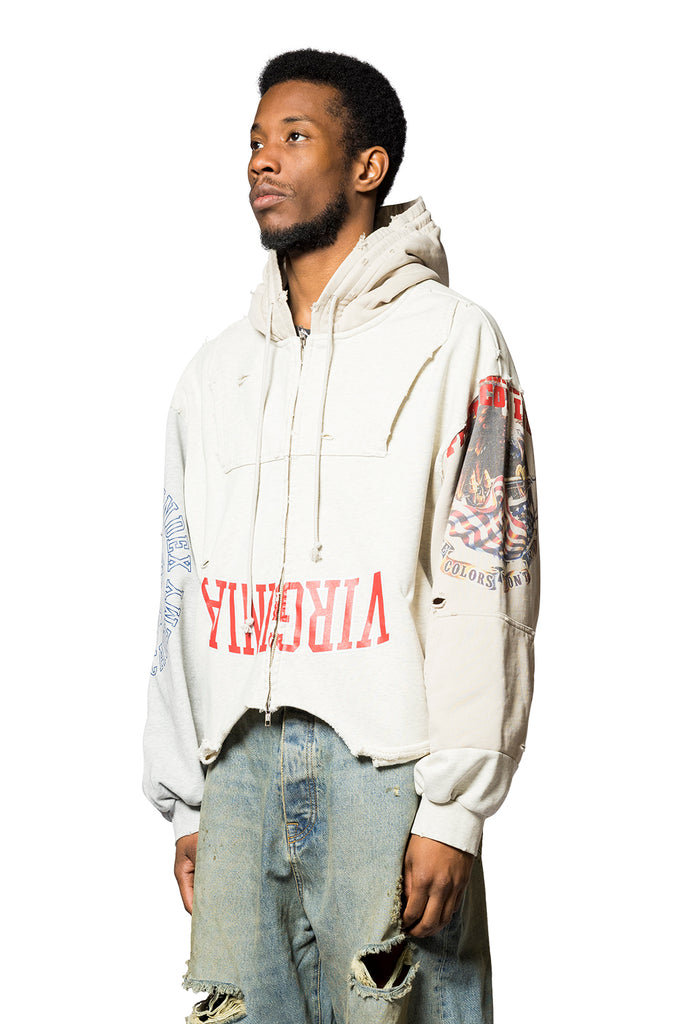 Protocol Index UPSIDE DOWN ZIP HOODIE MULTI IVORY Dark Slate Gray