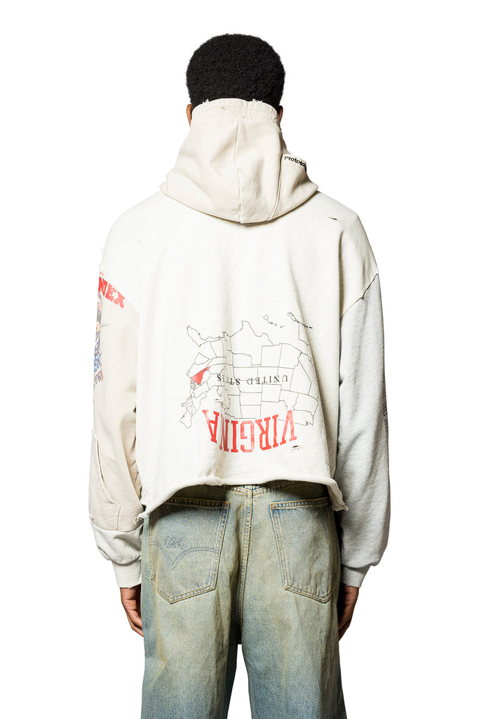 Protocol Index UPSIDE DOWN ZIP HOODIE MULTI IVORY Antique White