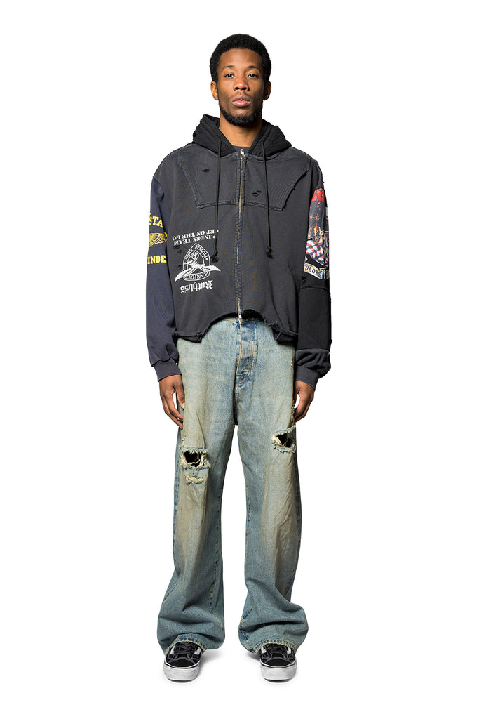 Protocol Index UPSIDE DOWN ZIP HOODIE MULTI BLACK Dark Slate Gray