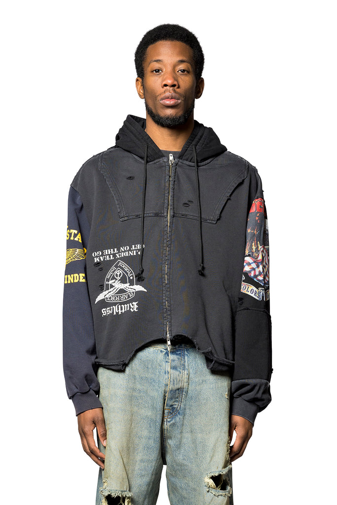 Protocol Index UPSIDE DOWN ZIP HOODIE MULTI BLACK Dark Slate Gray