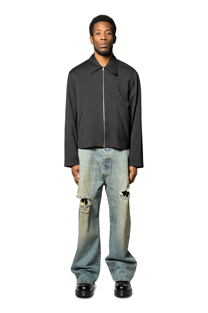 Our Legacy MINI JACKET BLACK WORSTED WOOL Dark Slate Gray