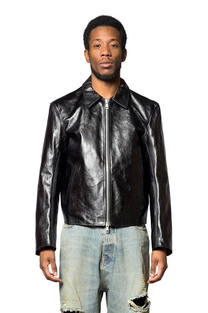 Our Legacy TOP DYED LEATHER MINI JACKET BLACK Gray