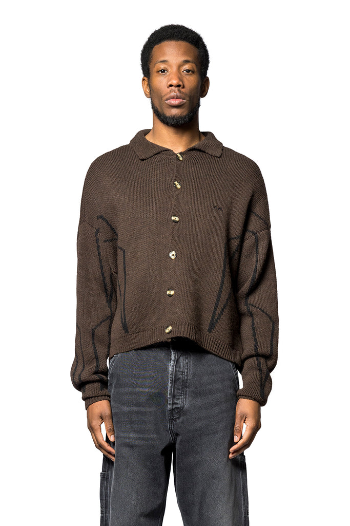 Service Area KNITTED POLO BROWN Dark Slate Gray