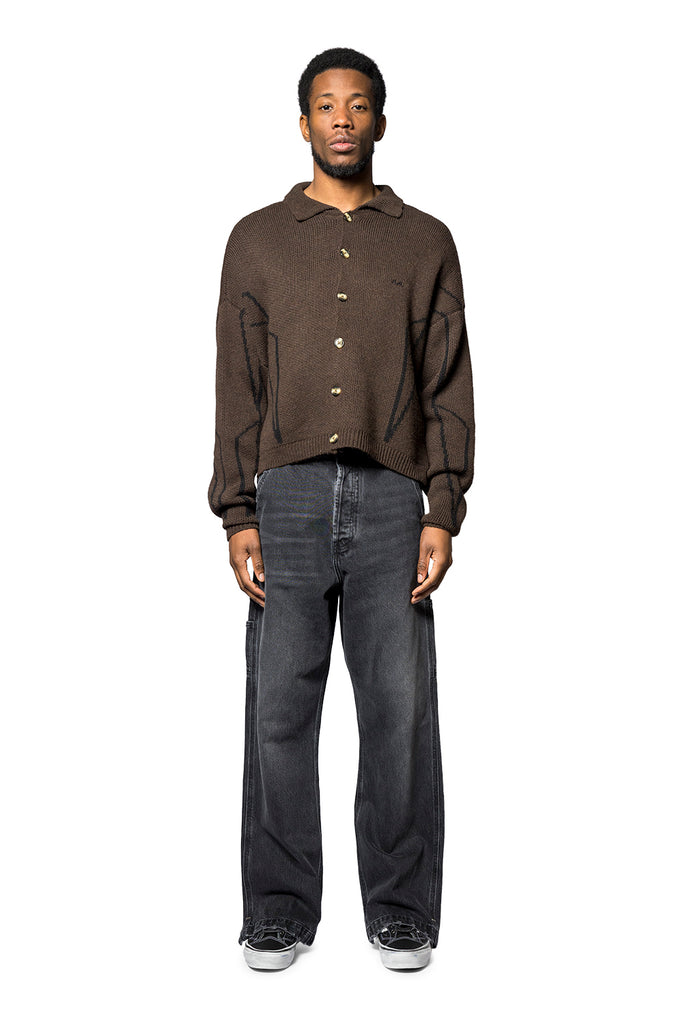 Service Area KNITTED POLO BROWN Dark Slate Gray