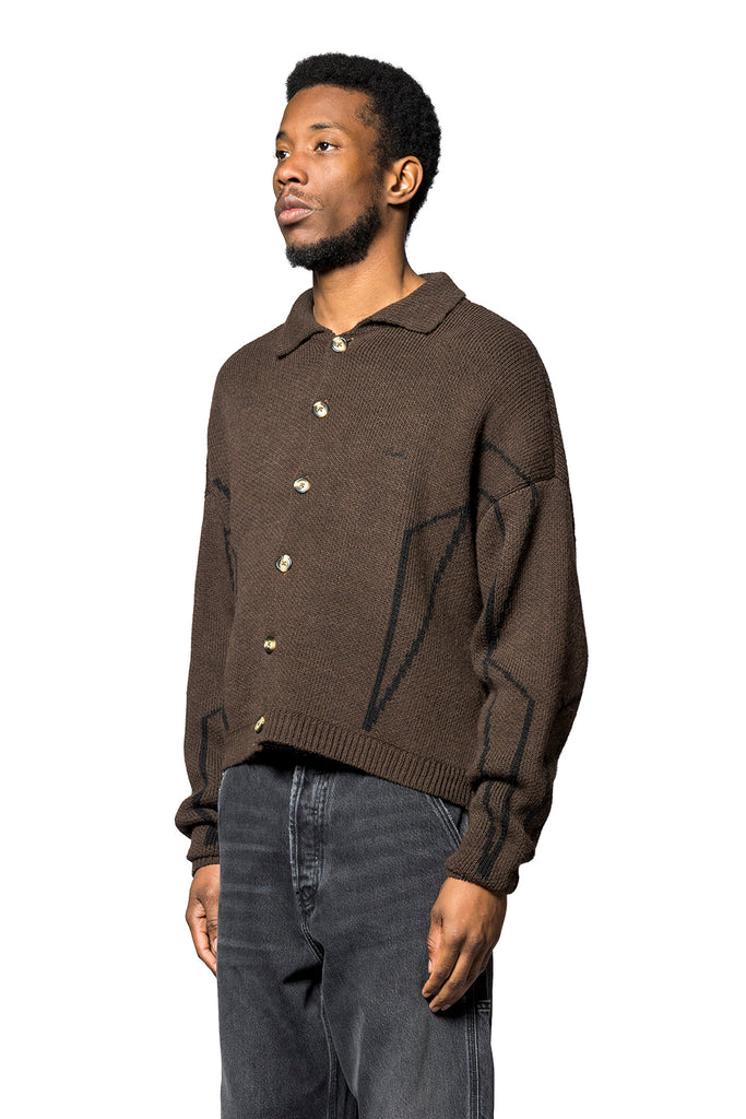 Service Area KNITTED POLO BROWN Dark Slate Gray