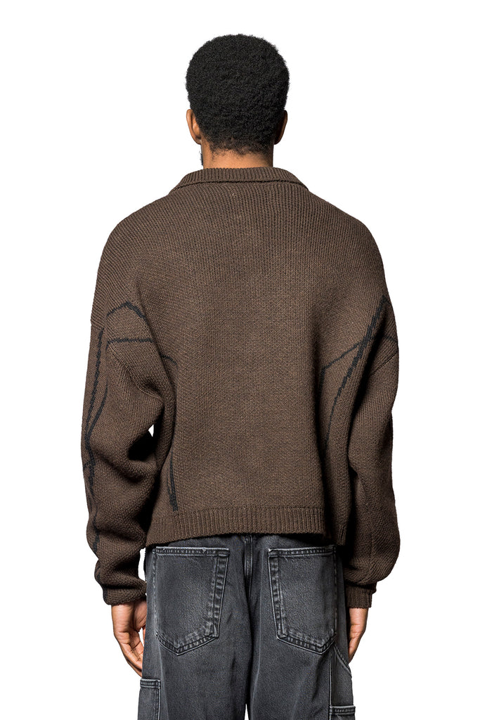 Service Area KNITTED POLO BROWN Dark Slate Gray