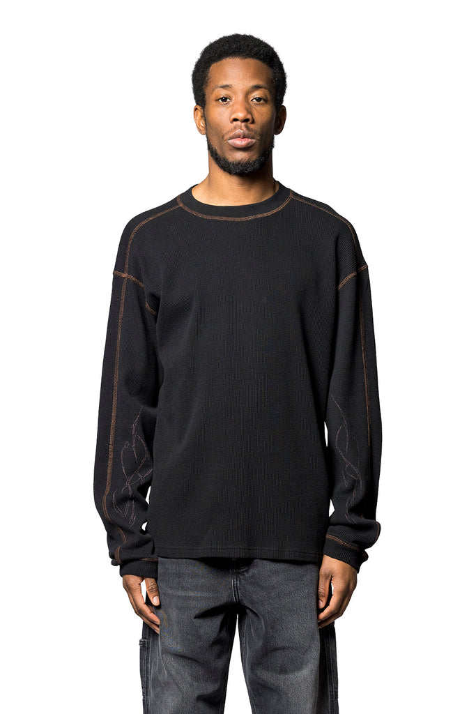 Service Area WAFFLE KNIT BLACK Dark Slate Gray