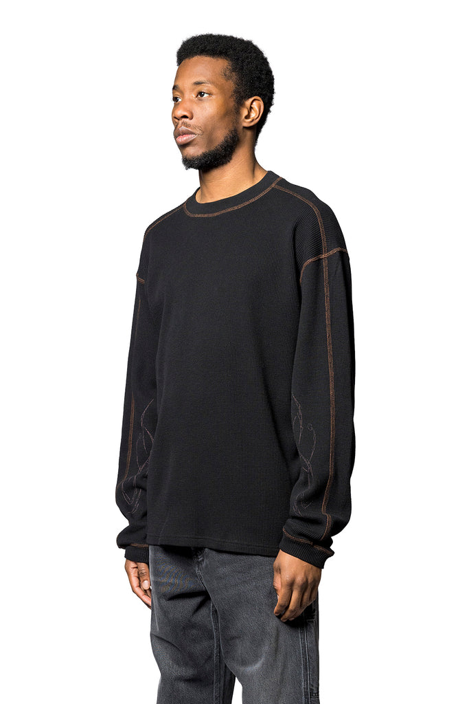 Service Area WAFFLE KNIT BLACK Dark Slate Gray