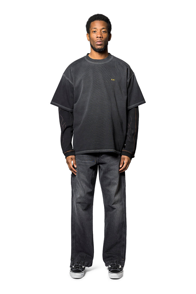 Service Area WAFFLE KNIT BLACK Dark Slate Gray