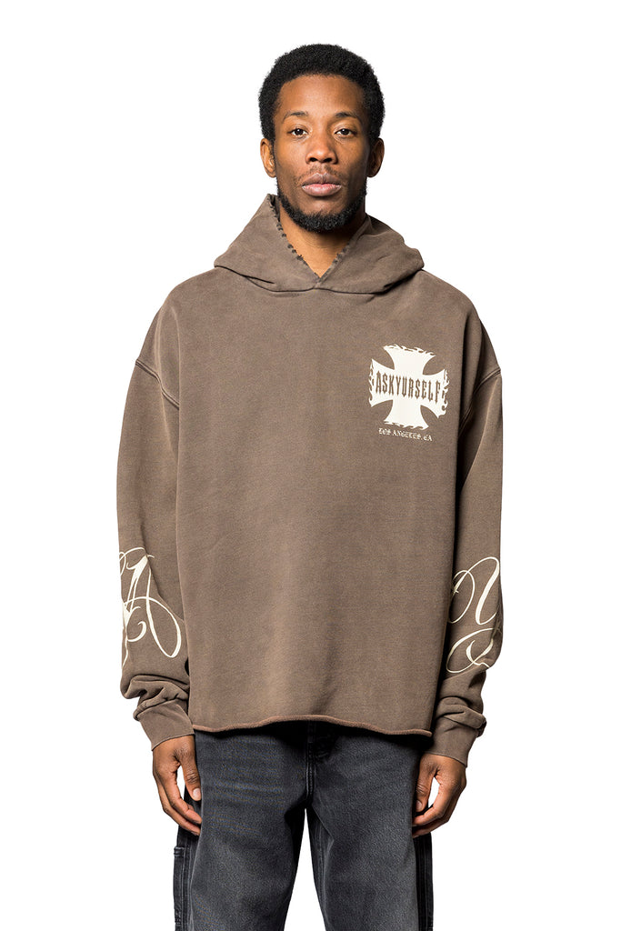 ASKYURSELF RAW AY CROSS HOODIE VINTAGE BROWN Dim Gray