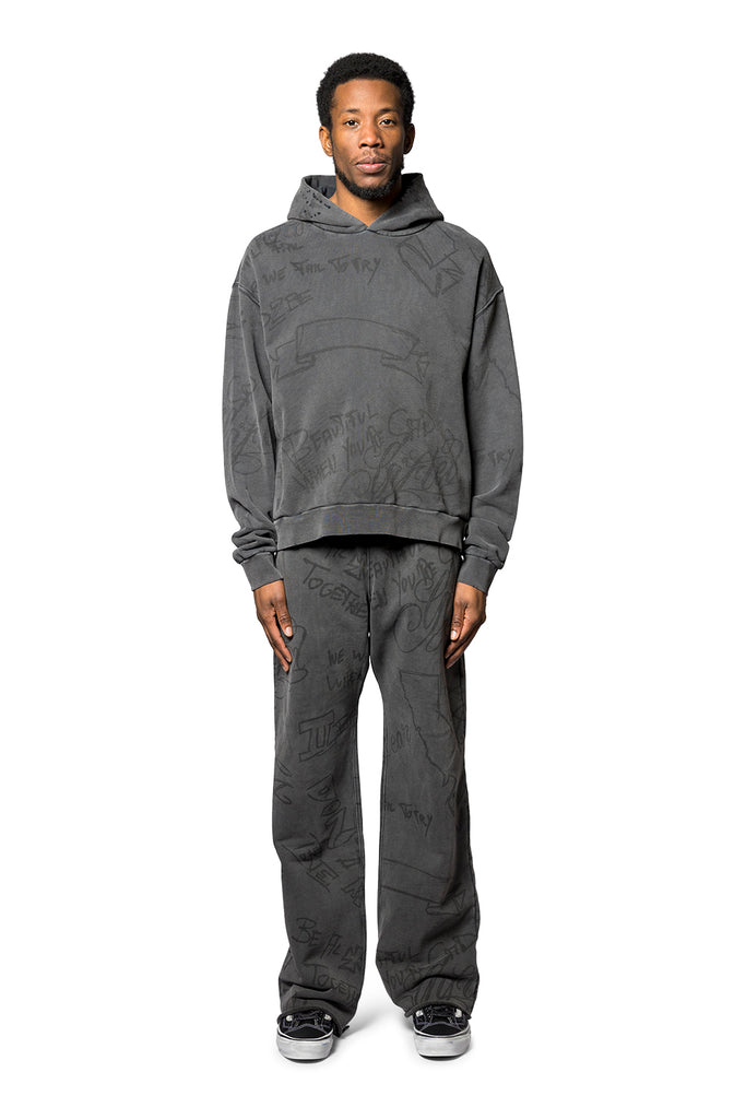 ASKYURSELF SCRIBBLE VINTAGE JOGGER BLACK Dark Slate Gray