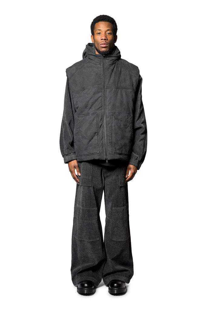 Juun.J REVERSIBLE CAMOUFLAGE VEST BLACK Dark Slate Gray