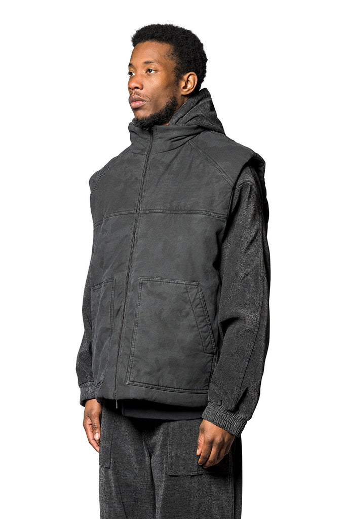 Juun.J REVERSIBLE CAMOUFLAGE VEST BLACK Dark Slate Gray