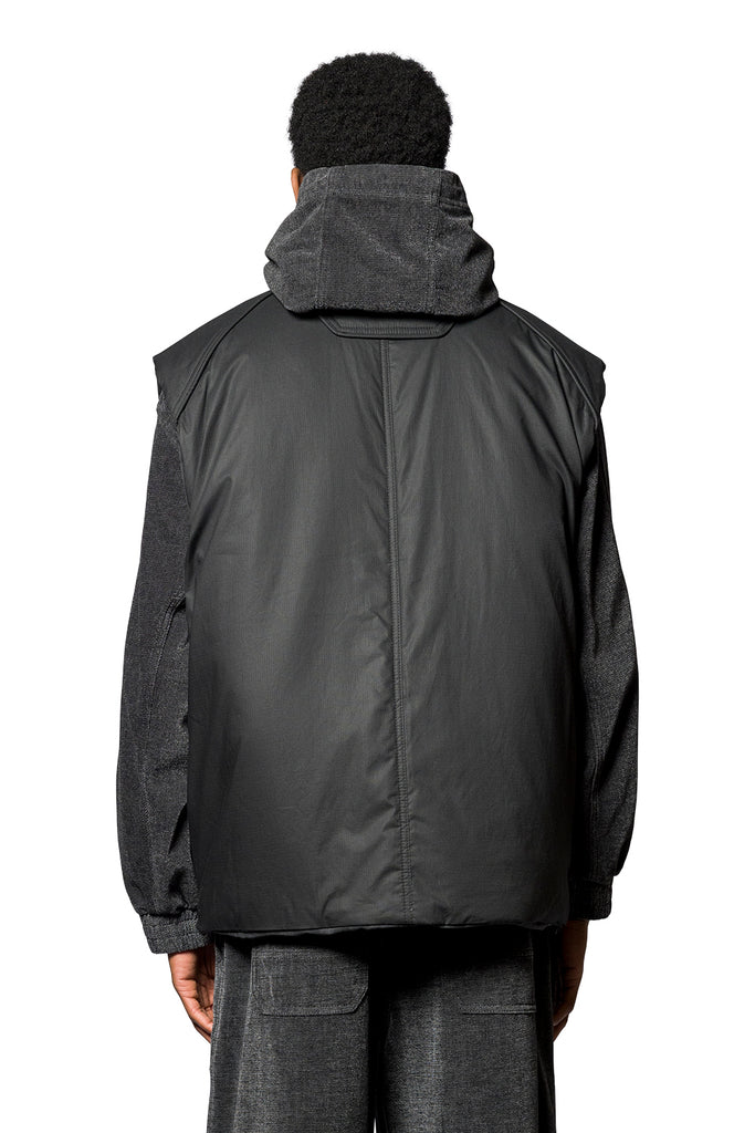 Juun.J REVERSIBLE CAMOUFLAGE VEST BLACK Dark Slate Gray