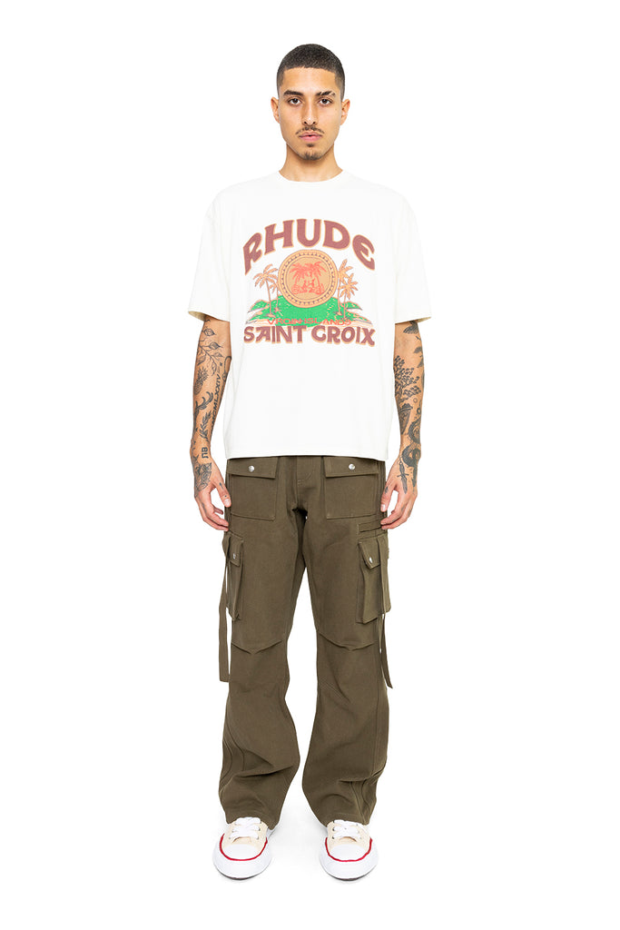 RHUDE SAINT CROIX TEE VTG WHITE Dark Olive Green