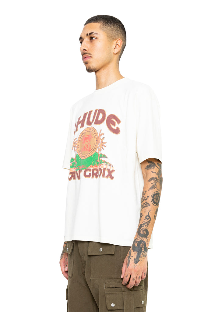 RHUDE SAINT CROIX TEE VTG WHITE Dark Olive Green